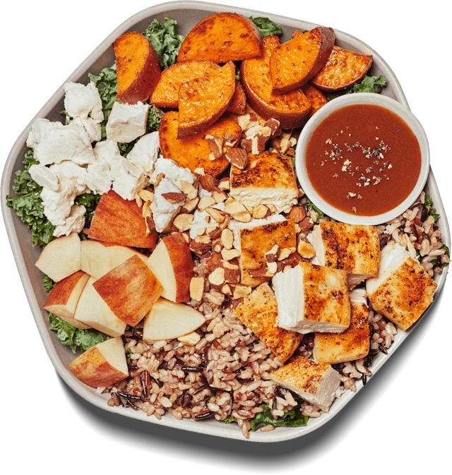 A sweetgreen Harvest Bowl seen from above
